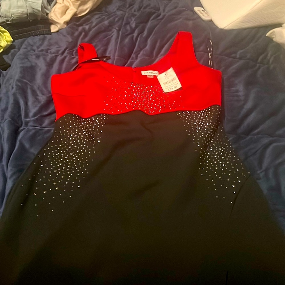 Dress red and black casual, size 12, asimétrico
